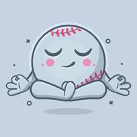 calma baseball palla personaggio portafortuna con yoga meditazione posa isolato cartone animato nel piatto stile design vettore