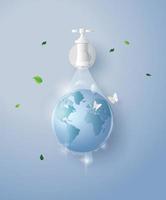 mondo in goccia d'acqua. concetto di giornata mondiale dell'acqua vettore