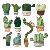 cactus isolato cartone animato icona impostare. vettore piatto