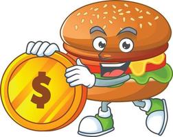 un' cartone animato personaggio di Hamburger vettore