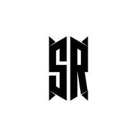 sr logo monogramma con scudo forma disegni modello vettore