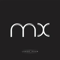 mx iniziale lettera Diviso minuscolo logo moderno monogramma modello isolato su nero bianca vettore