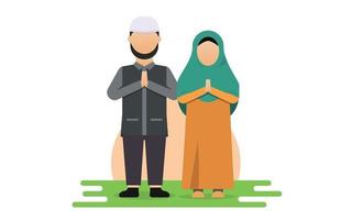 illustrazione di carattere di coppie islamiche vettore