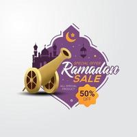 progettazione di promozione del modello di banner quadrato sconto vendita Ramadan vettore