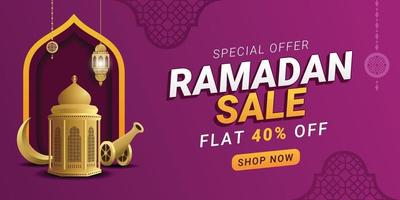 progettazione di promozione del modello di banner quadrato sconto vendita Ramadan vettore