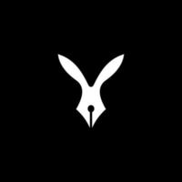 semplice logo di coniglio e penna vettore