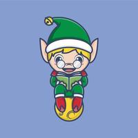 carino cartone animato Natale elfo vettore