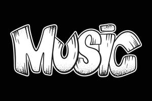 musica graffiti lettering illustrazione mano disegnato stile nero e bianca premio vettore