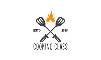 Vintage ▾ cucinando classe e cibo etichette emblemi badge logo culinario scuola cucinando corsi vettore