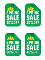 primavera vendita verde adesivi impostare. vendita 10, 20, 30, 40 per cento via vettore