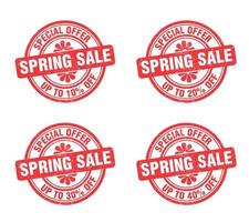 primavera vendita grunge francobollo cartello impostare. vendita su per 10, 20, 30, 40 per cento via vettore