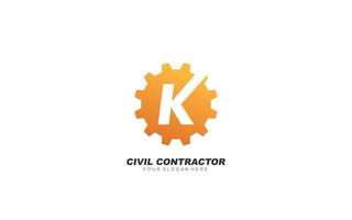 K ingegneria logo design ispirazione. vettore lettera modello design per marca.