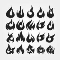 20 fuoco fiamme icona impostare, vettore illustrazione