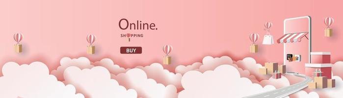 banner di vendita per lo shopping online su smartphone vettore
