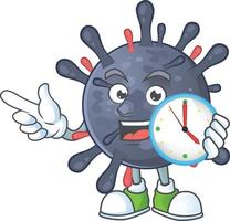 un' cartone animato personaggio di coronavirus epidemico vettore