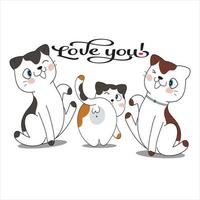vettore carino gatto amore cuore cartone animato vettore icona illustrazione