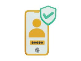 Telefono con sicuro serratura schermo, dati protezione icona 3d interpretazione vettore illustrazione