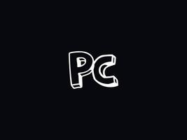 creativo pc lettera logo, monogramma pc nero bianca lettera logo design vettore