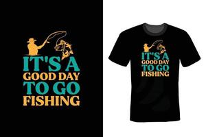 design della maglietta da pesca, vintage, tipografia vettore