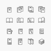 libro linea piatta icone disegno vettoriale set.