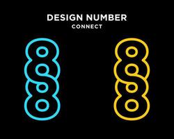impostato numero 8 monogramma cerchio ombra infinito connessione linea variazioni colore moderno design vettore