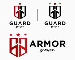 impostato lettera un' g monogramma stile ombra scudo emblema insegne guardia sicuro tecnologia design vettore