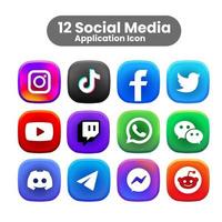 rilievo sociale media applicazione icone logo vettore