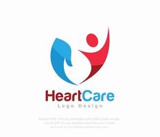 cuore cura logo design con un' rosso e blu cuore forma vettore