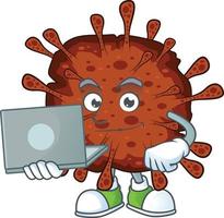un' cartone animato personaggio di infezione coronavirus vettore