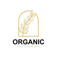 Grano riso logo, agricolo biologico impianti vettore, lusso design d'oro forno ingredienti vettore