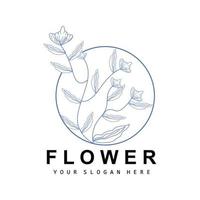 semplice botanico foglia e fiore logo, vettore naturale linea stile, decorazione disegno, striscione, volantino, nozze invito, e Prodotto il branding