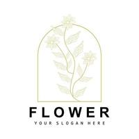 semplice botanico foglia e fiore logo, vettore naturale linea stile, decorazione disegno, striscione, volantino, nozze invito, e Prodotto il branding