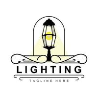 strada lampada logo, lanterna lampada vettore, illuminazione classico retrò disegno, silhouette icona premio modello vettore