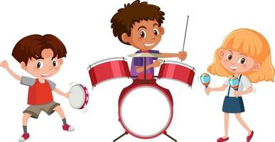 set di diversi bambini che suonano strumenti musicali vettore