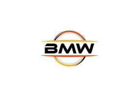 BMW lettera reali ellisse forma logo. BMW spazzola arte logo. BMW logo per un' azienda, attività commerciale, e commerciale uso. vettore