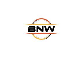 BNW lettera reali ellisse forma logo. BNW spazzola arte logo. BNW logo per un' azienda, attività commerciale, e commerciale uso. vettore