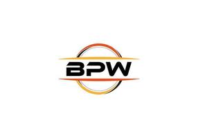 bpw lettera reali ellisse forma logo. bpw spazzola arte logo. bpw logo per un' azienda, attività commerciale, e commerciale uso. vettore