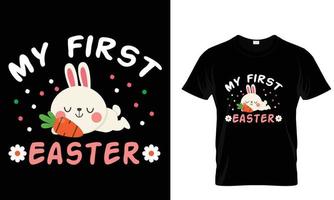 mio primo Pasqua citazioni t camicia design con carino coniglietto, abbigliamento, tipografia, vettore