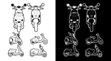 scooter schema veicolo dettagliato icona collezione fascio vettore illustrazione design