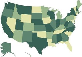 Stati Uniti d'America carta geografica con stati, unito stati carta geografica schema isolato su bianca sfondo, geografico, politico carta geografica di America vettore