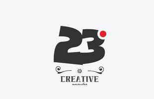 grigio 23 numero logo icona design con rosso punto. creativo modello per azienda e attività commerciale vettore