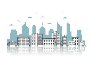skyline della città con illustrazione di riflessione vettore