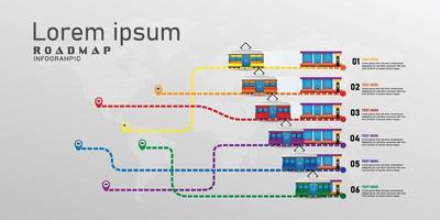tabella di marcia e tram macchine Infografica vettore illustrazione con colorato argomento informazione direzione bersaglio viaggio concetto