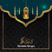 islamico modello sfondo saluto Ramadan calligrafia d'oro lanterna decorazione design vettore