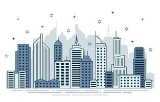 giorno urbano città costruzione paesaggio urbano paesaggio illustrazione al tratto vettore