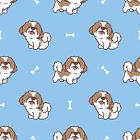 carino shih tzu cane cartone animato seamless pattern, illustrazione vettoriale