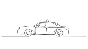 continuo linea arte o uno linea disegno un' Taxi per vettore illustrazione, pubblico trasporto. pubblico veicolo concetto. grafico design moderno continuo linea disegno