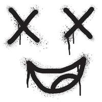 spray dipinto graffiti sorridente viso emoticon isolato su bianca sfondo. vettore illustrazione.