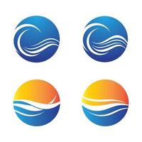 set di immagini del logo spiaggia al tramonto vettore