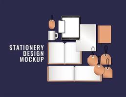 design mockup pacchetto completo di cancelleria vettore